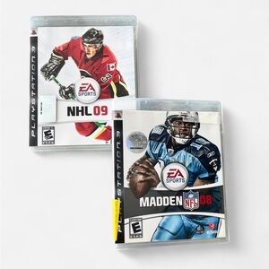 Sony PlayStation 3 NHL 09 (Red) & Madden NFL 08 (Blue) Video Game Bundle